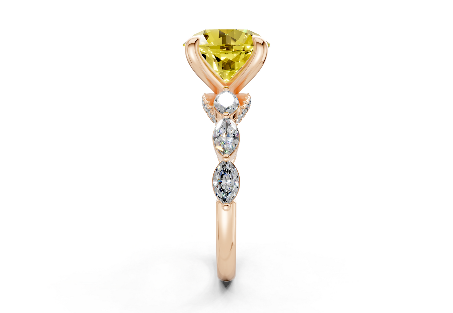 Liana Yellow Diamond Accent Round Cut 2mm Engagement Ring