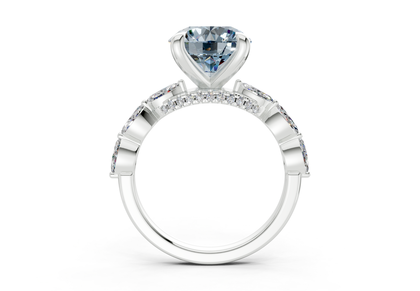 Liana Blue Diamond Accent Round Cut 2mm Engagement Ring
