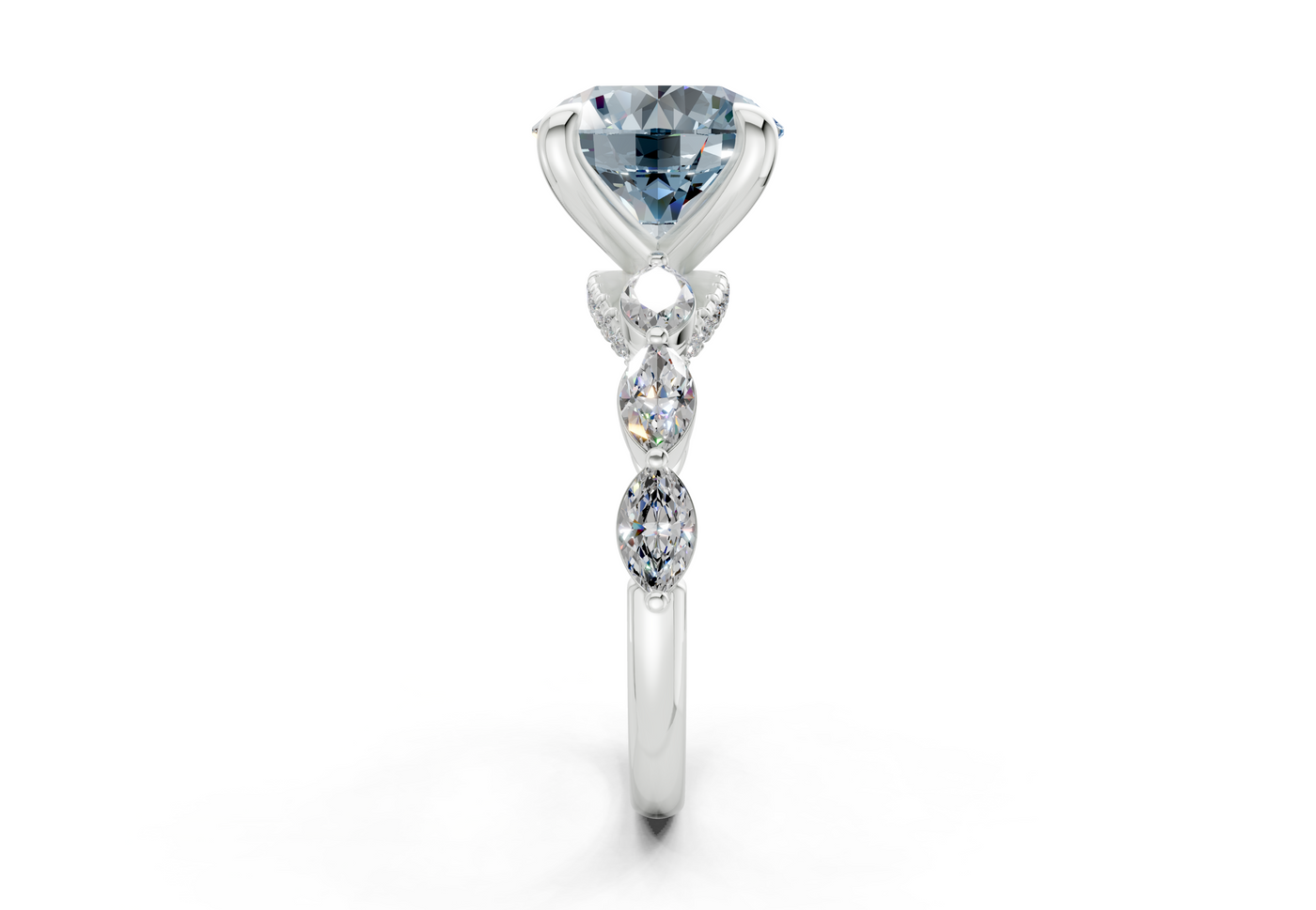 Liana Blue Diamond Accent Round Cut 2mm Engagement Ring