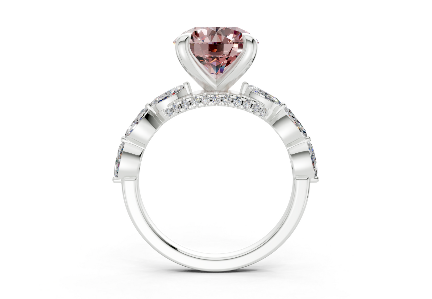 Liana Pink Diamond Accent Round Cut 2mm Engagement Ring