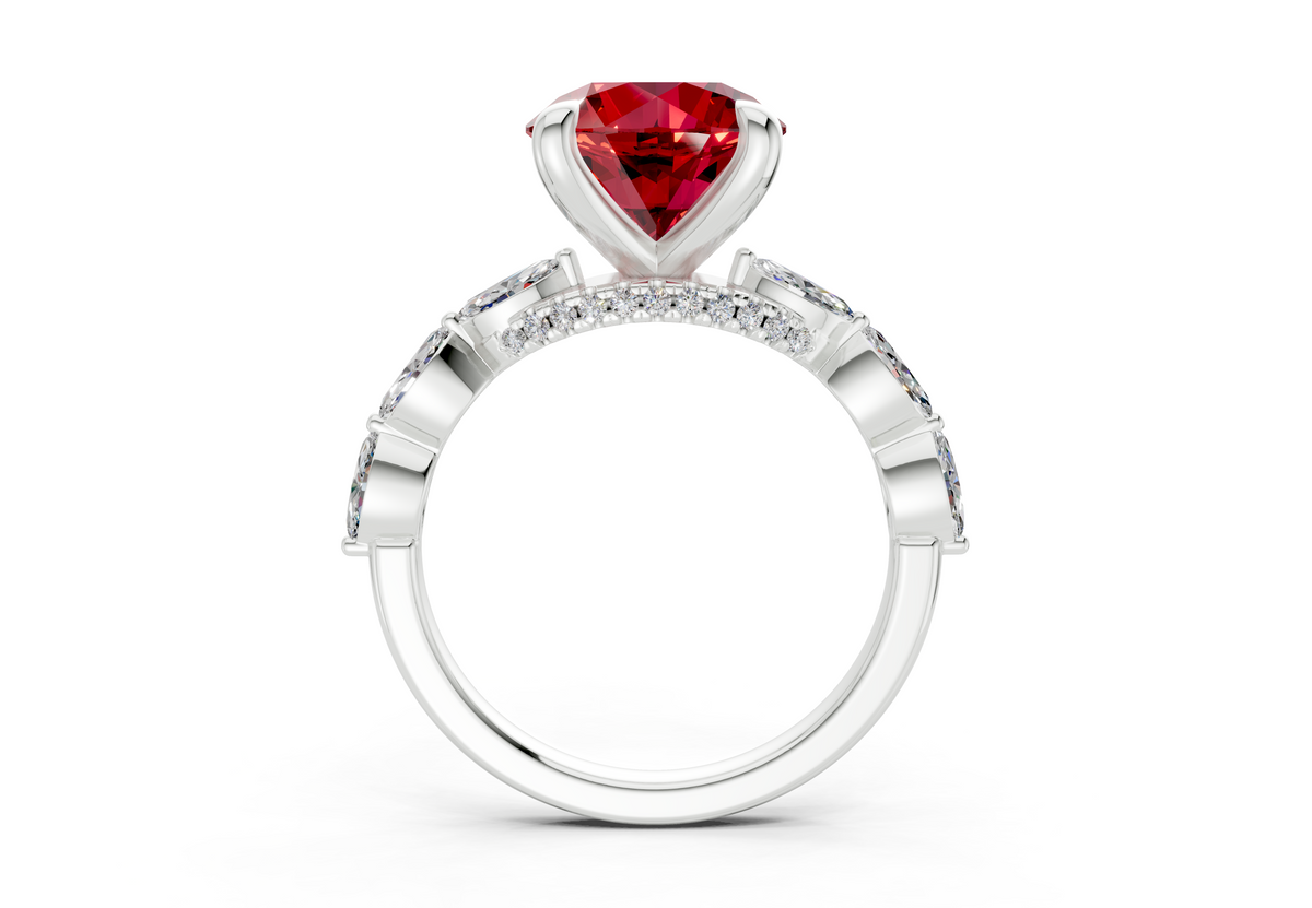 Liana Ruby Gemstone Accent Round Cut 2mm Engagement Ring