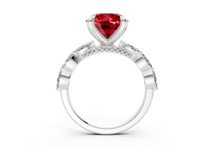 Liana Ruby Gemstone Accent Round Cut 2mm Engagement Ring