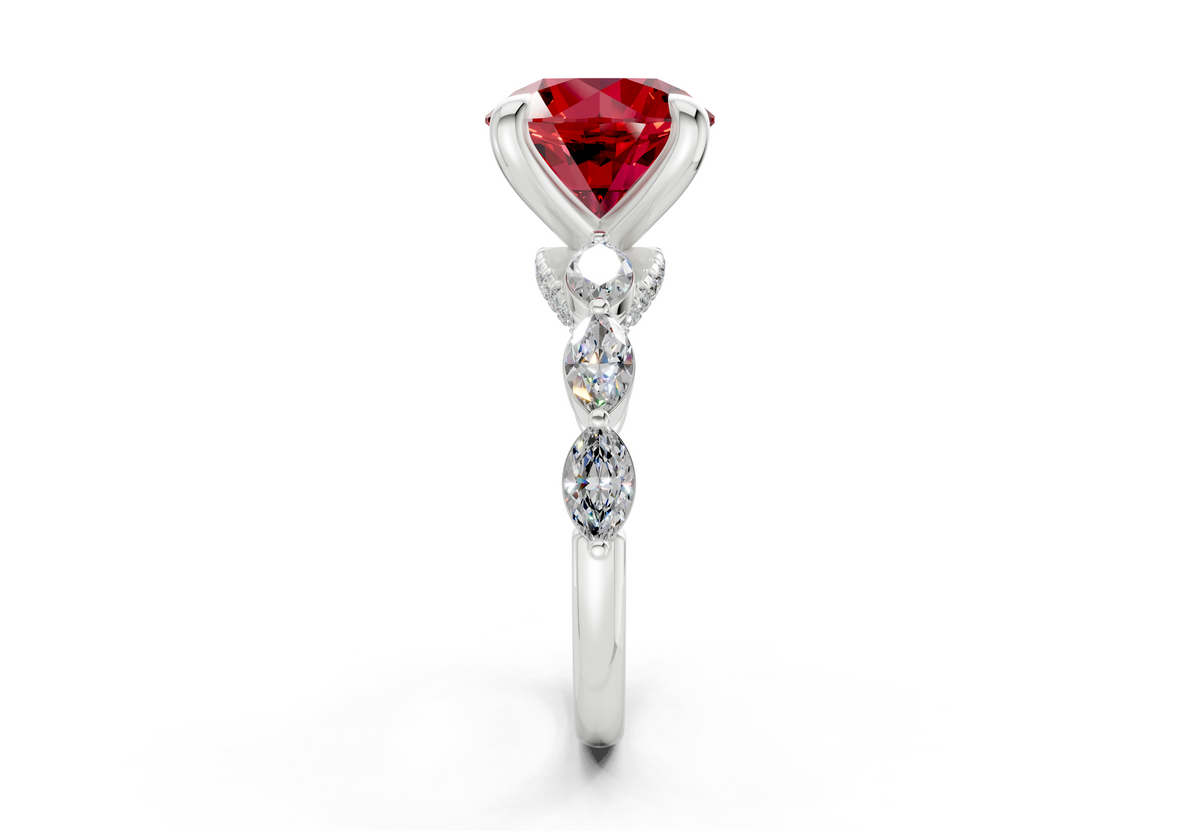 Liana Ruby Gemstone Accent Round Cut 2mm Engagement Ring