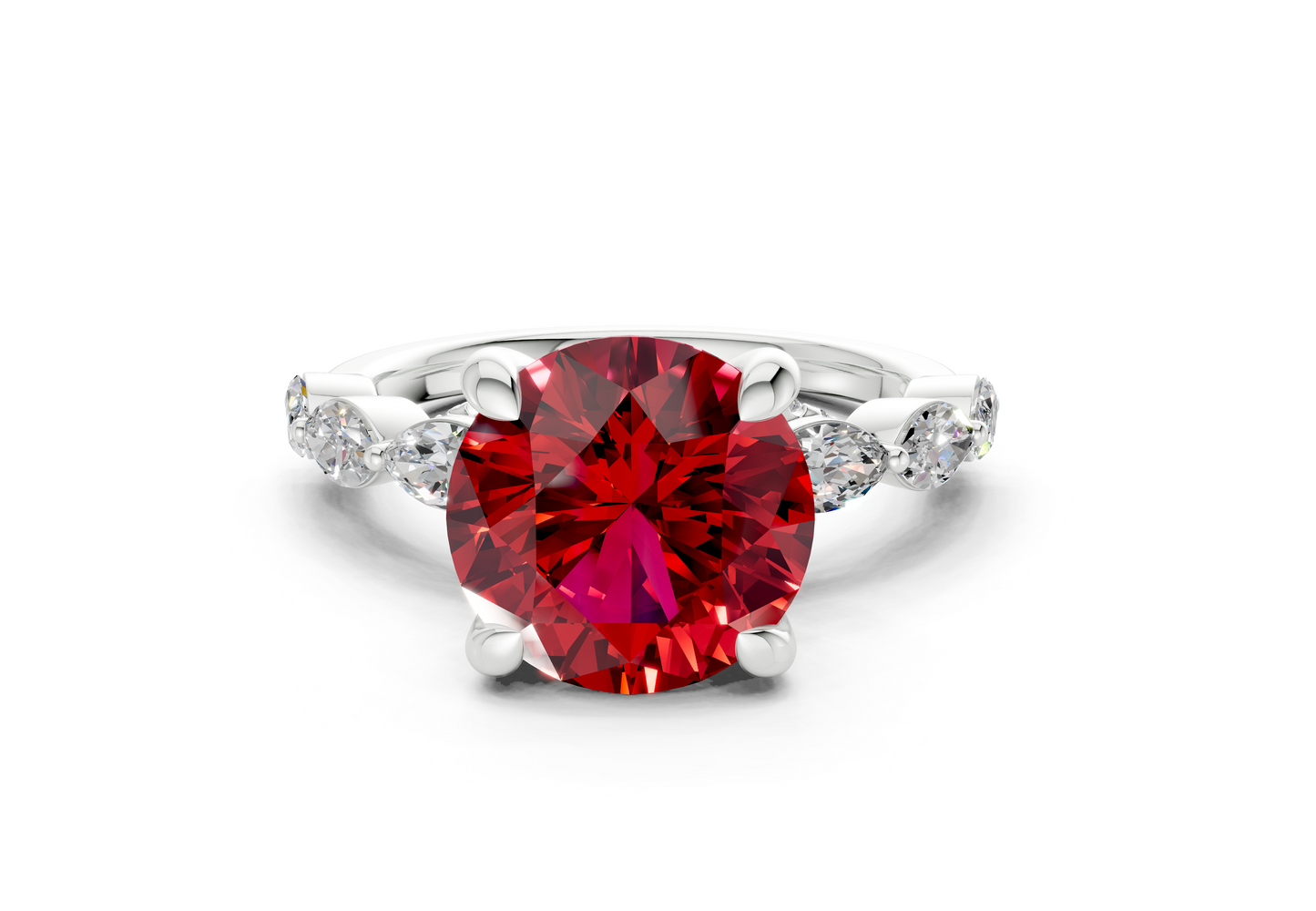 Liana Ruby Gemstone Accent Round Cut 2mm Engagement Ring