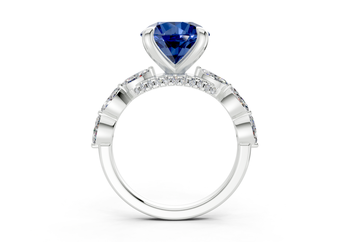 Liana Sapphire Gemstone Accent Round Cut 2mm Engagement Ring