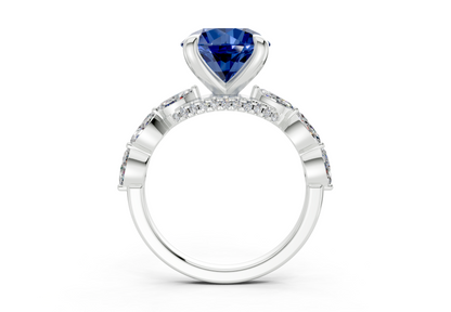 Liana Sapphire Gemstone Accent Round Cut 2mm Engagement Ring