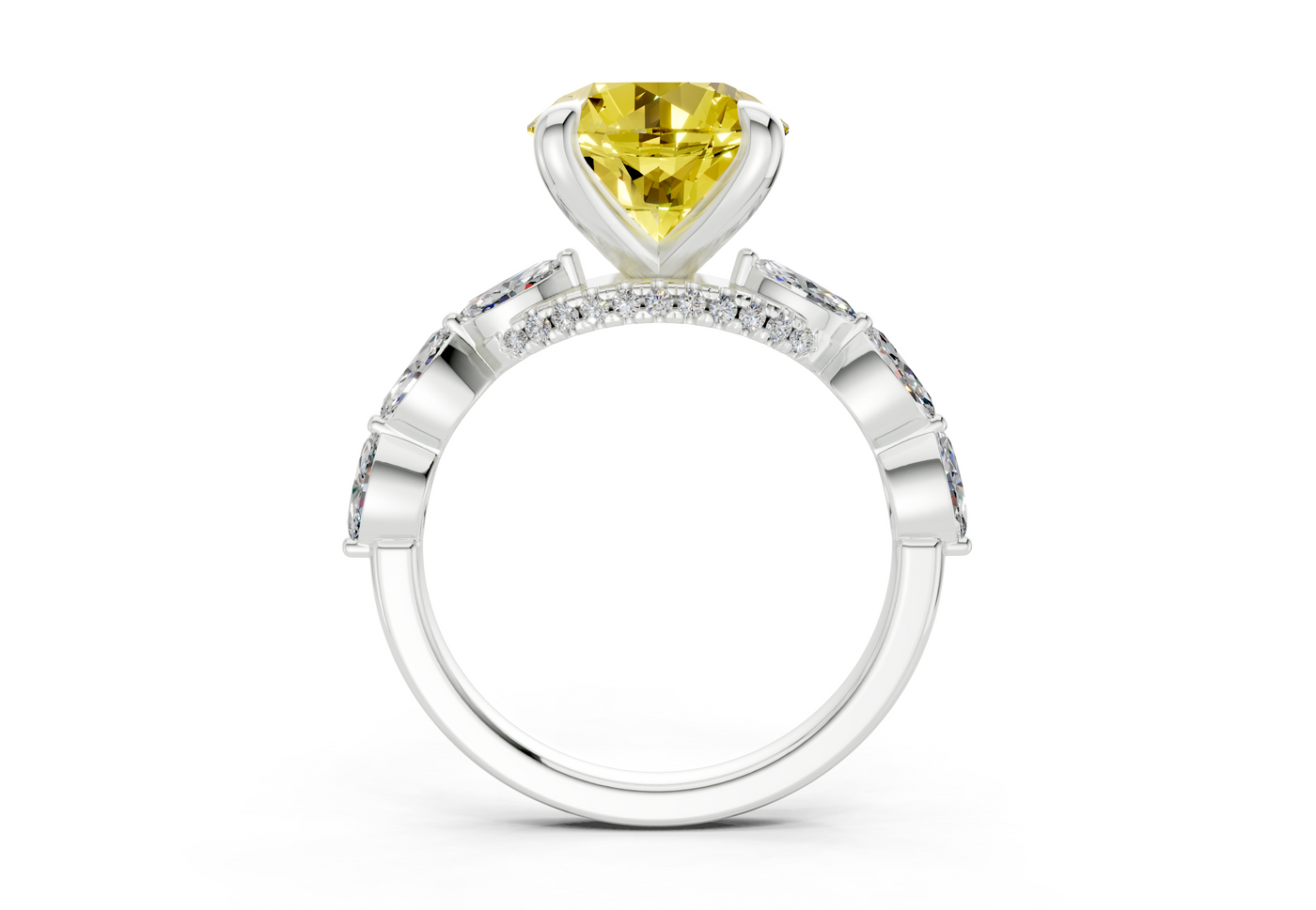 Liana Yellow Diamond Accent Round Cut 2mm Engagement Ring