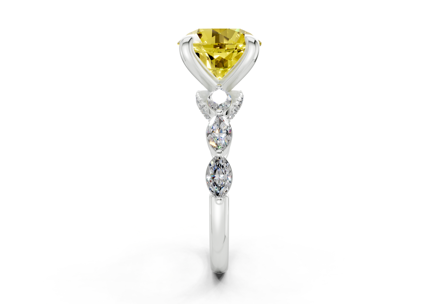 Liana Yellow Diamond Accent Round Cut 2mm Engagement Ring