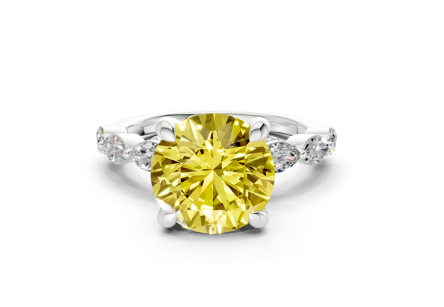 Liana Yellow Diamond Accent Round Cut 2mm Engagement Ring