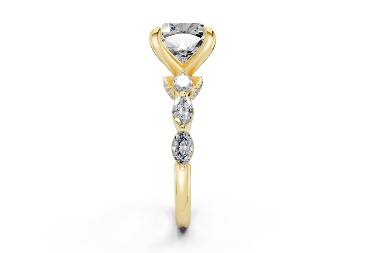 Liana Diamond Accent Cushion Square Cut 2mm Engagement Ring