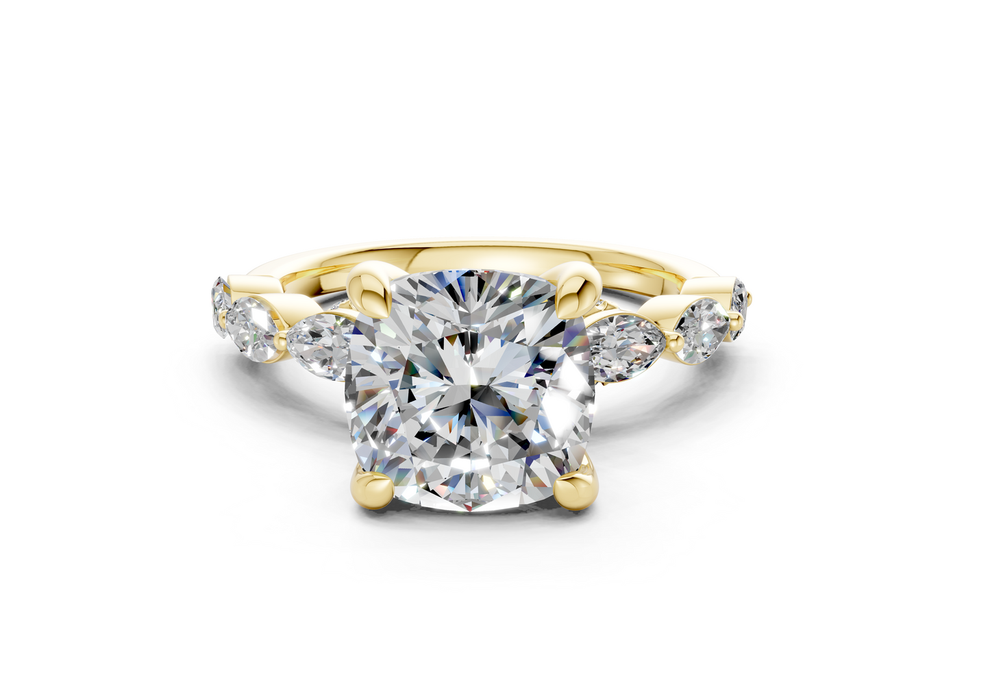 Liana Diamond Accent Cushion Square Cut 2mm Engagement Ring