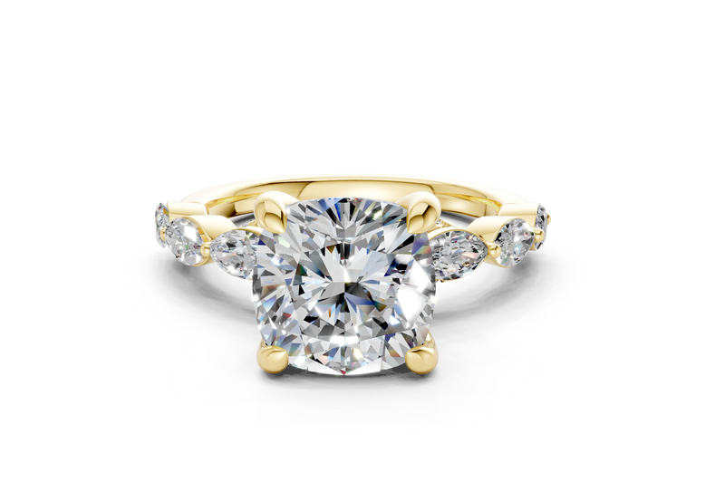Liana Diamond Accent Cushion Square Cut 2mm Engagement Ring