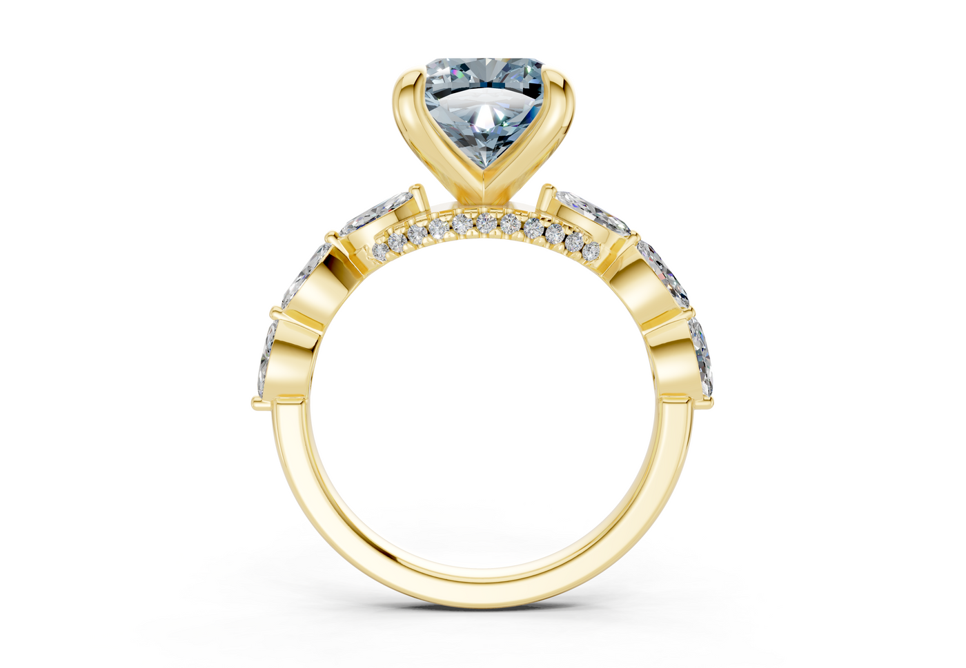 Liana Blue Diamond Accent Cushion Square Cut 2mm Engagement Ring