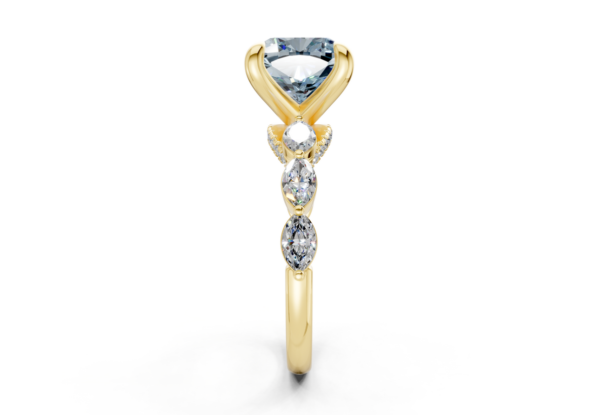 Liana Blue Diamond Accent Cushion Square Cut 2mm Engagement Ring