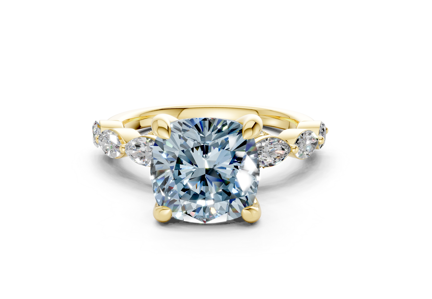 Liana Blue Diamond Accent Cushion Square Cut 2mm Engagement Ring