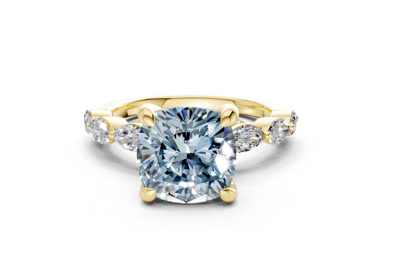 Liana Blue Diamond Accent Cushion Square Cut 2mm Engagement Ring
