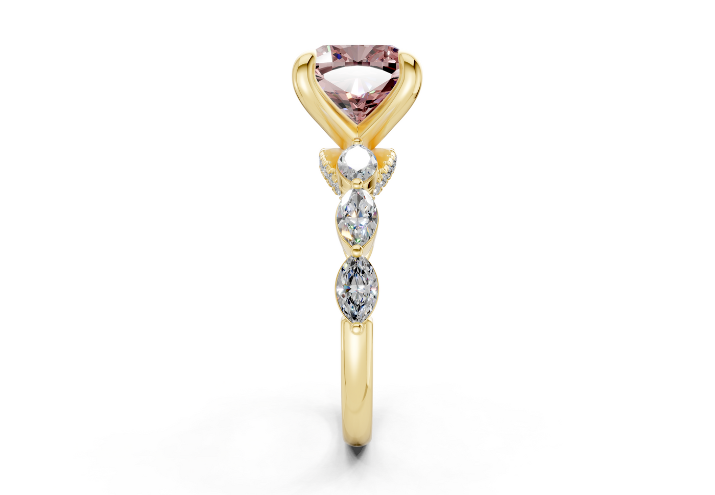 Liana Pink Diamond Accent Cushion Square Cut 2mm Engagement Ring