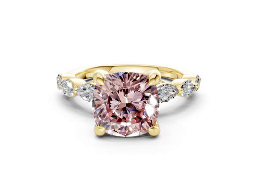 Liana Pink Diamond Accent Cushion Square Cut 2mm Engagement Ring