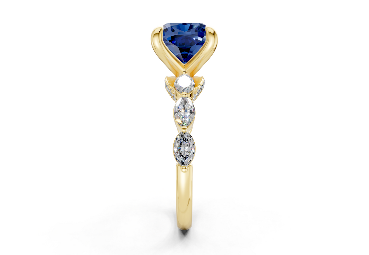 Liana Sapphire Gemstone Accent Cushion Square Cut 2mm Engagement Ring