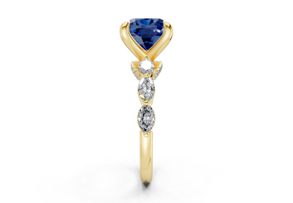 Liana Sapphire Gemstone Accent Cushion Square Cut 2mm Engagement Ring