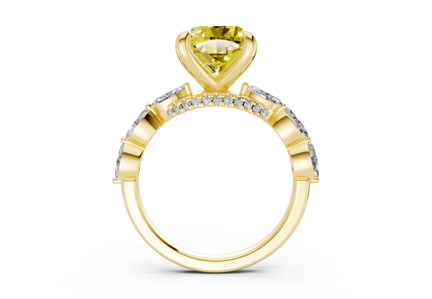Liana Yellow Diamond Accent Cushion Square Cut 2mm Engagement Ring