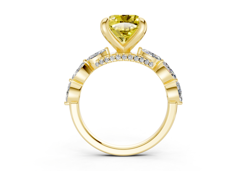 Liana Yellow Diamond Accent Cushion Square Cut 2mm Engagement Ring