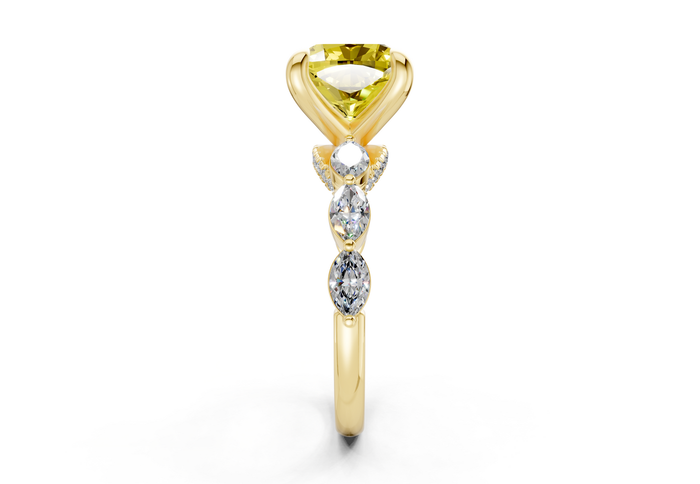 Liana Yellow Diamond Accent Cushion Square Cut 2mm Engagement Ring
