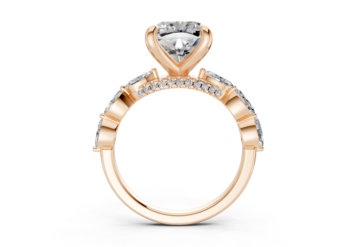 Liana Diamond Accent Cushion Square Cut 2mm Engagement Ring