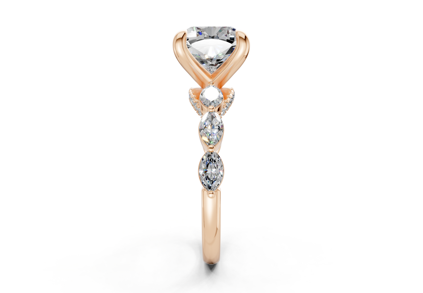 Liana Diamond Accent Cushion Square Cut 2mm Engagement Ring
