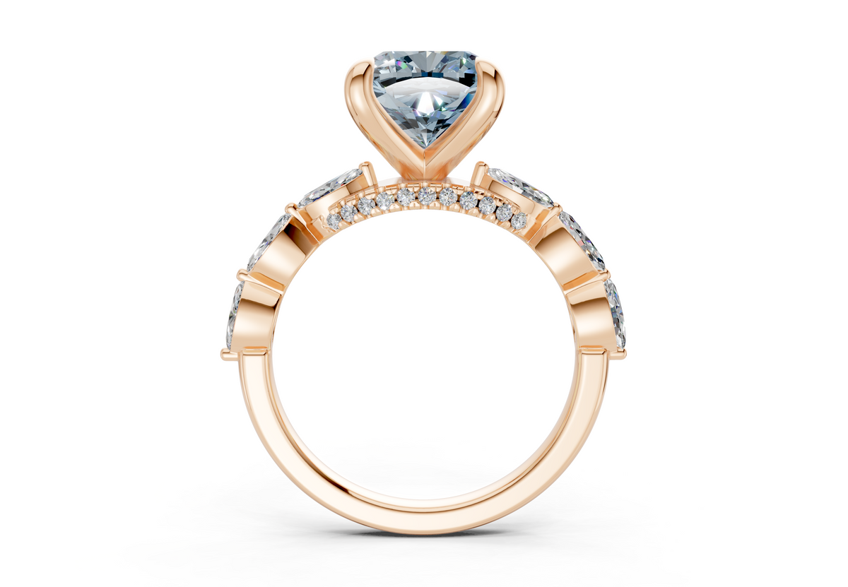 Liana Blue Diamond Accent Cushion Square Cut 2mm Engagement Ring