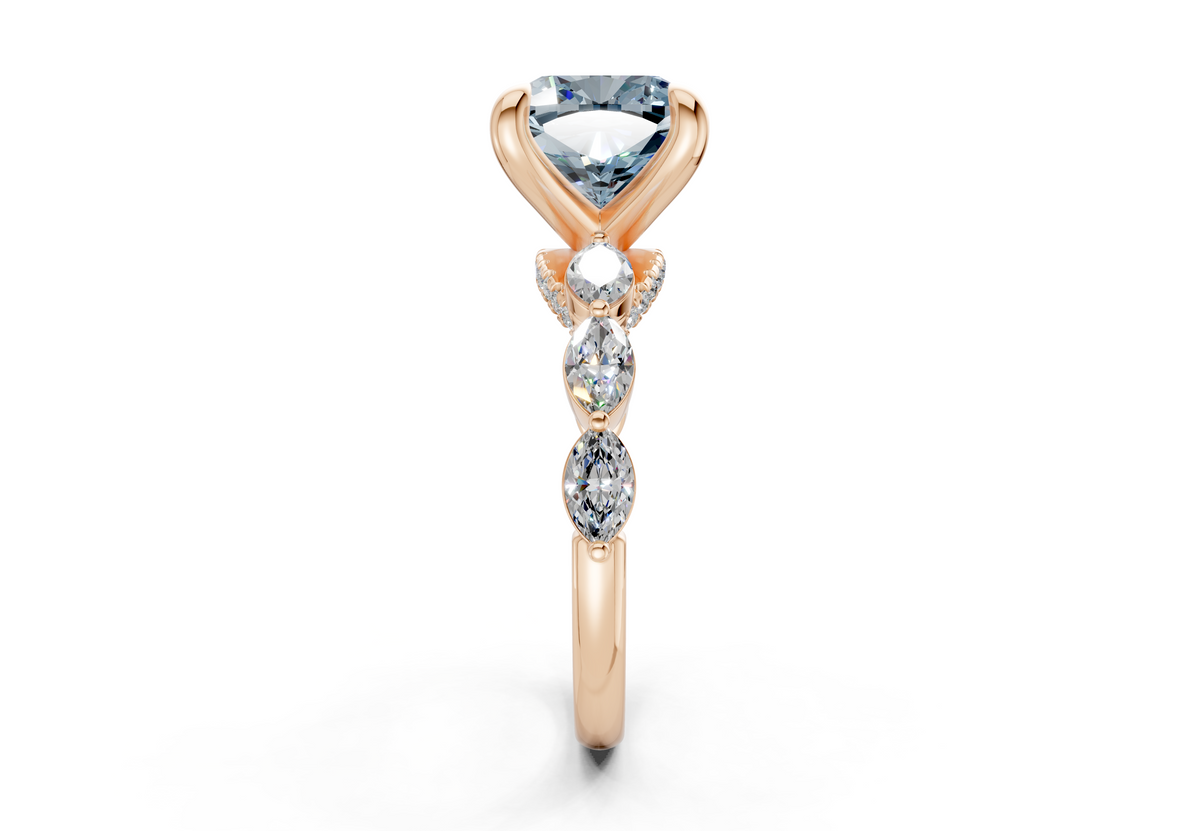 Liana Blue Diamond Accent Cushion Square Cut 2mm Engagement Ring