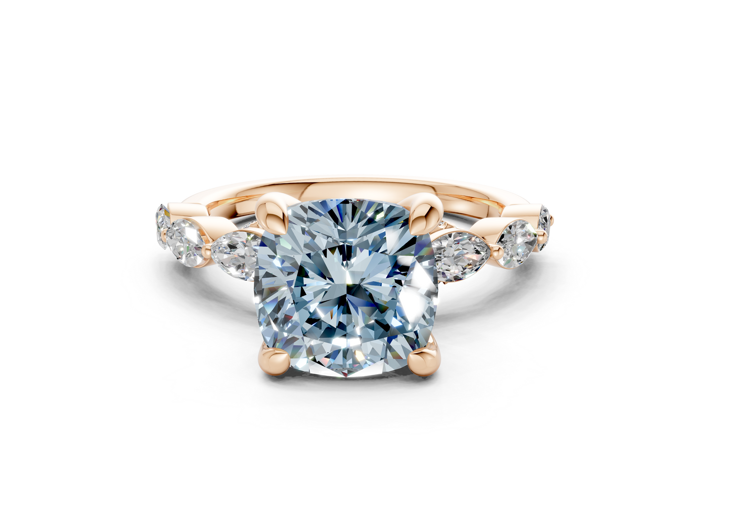 Liana Blue Diamond Accent Cushion Square Cut 2mm Engagement Ring