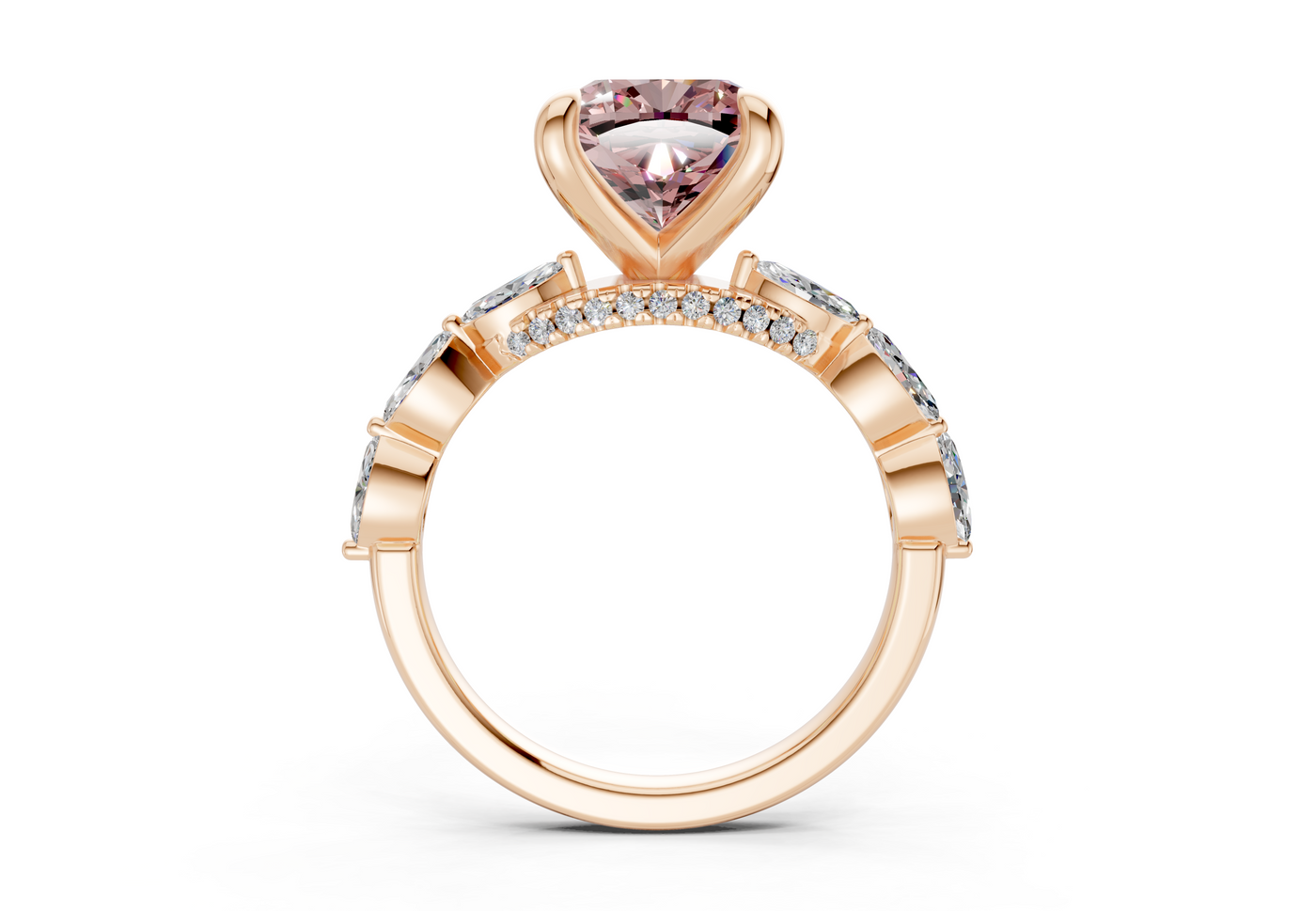 Liana Pink Diamond Accent Cushion Square Cut 2mm Engagement Ring
