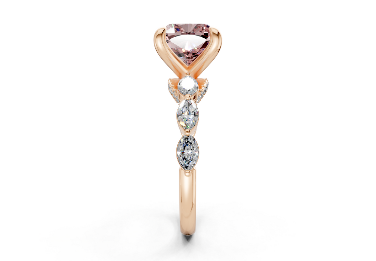 Liana Pink Diamond Accent Cushion Square Cut 2mm Engagement Ring