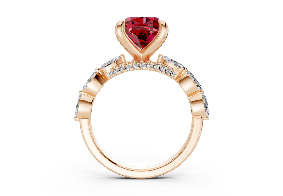 Liana Ruby Gemstone Accent Cushion Square Cut 2mm Engagement Ring