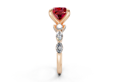 Liana Ruby Gemstone Accent Cushion Square Cut 2mm Engagement Ring