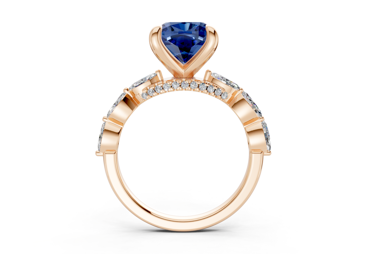 Liana Sapphire Gemstone Accent Cushion Square Cut 2mm Engagement Ring