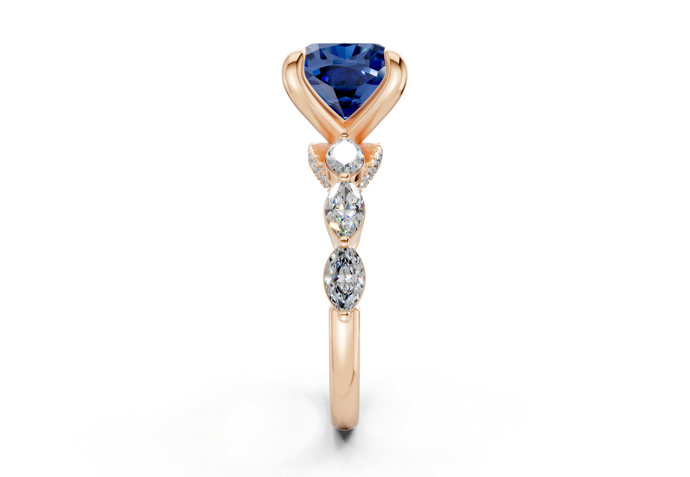 Liana Sapphire Gemstone Accent Cushion Square Cut 2mm Engagement Ring