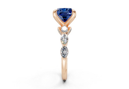 Liana Sapphire Gemstone Accent Cushion Square Cut 2mm Engagement Ring