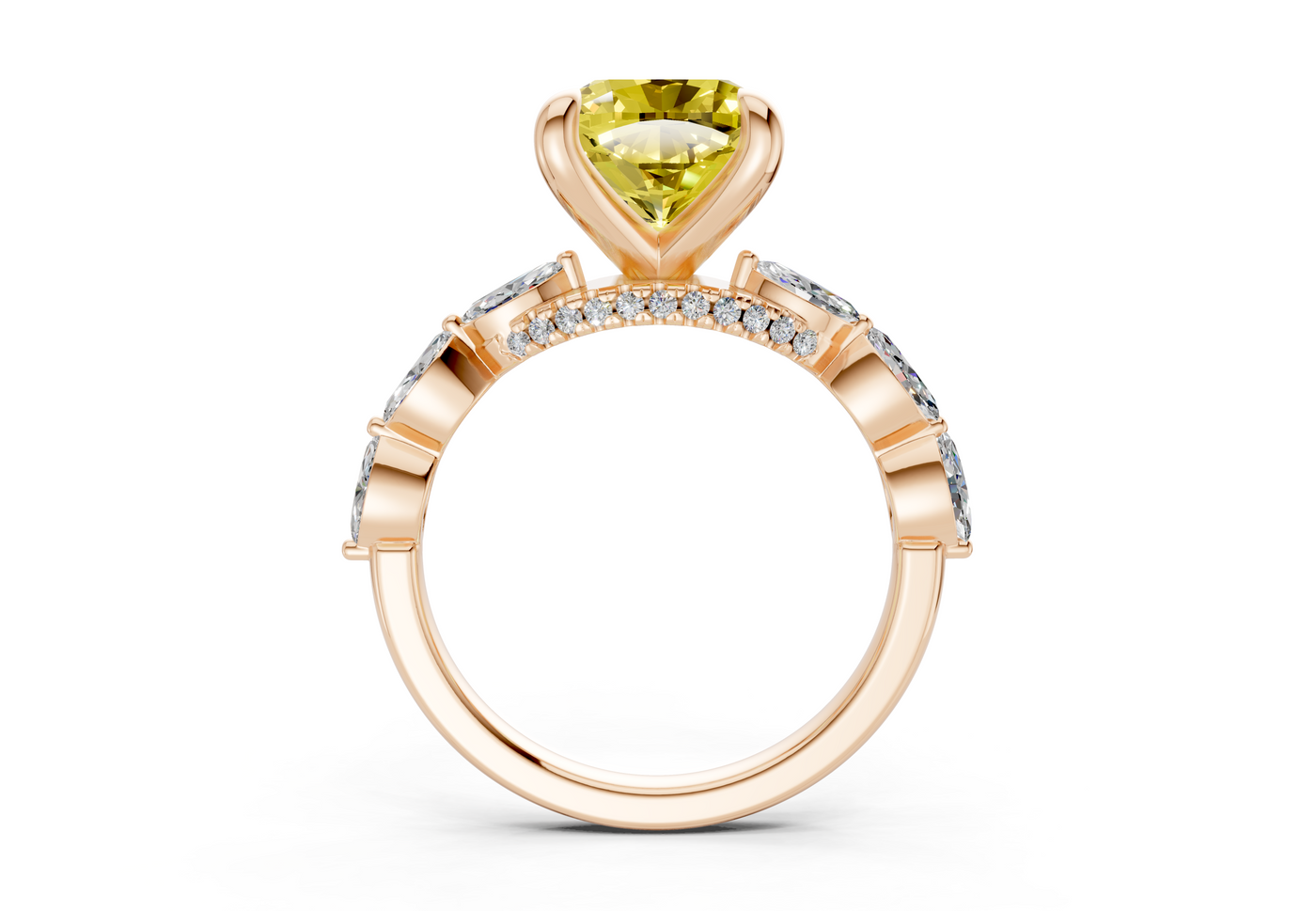 Liana Yellow Diamond Accent Cushion Square Cut 2mm Engagement Ring