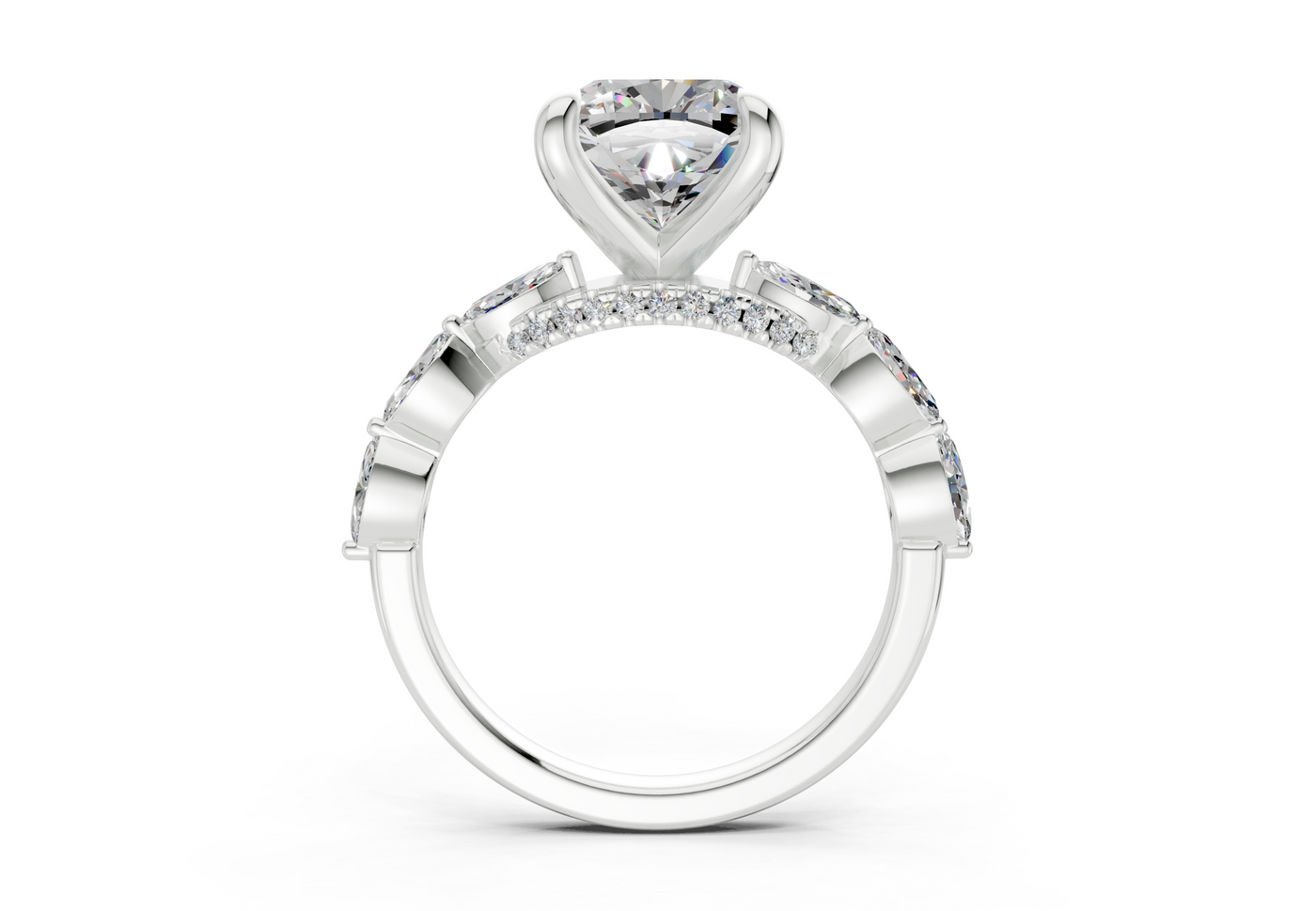 Liana Diamond Accent Cushion Square Cut 2mm Engagement Ring