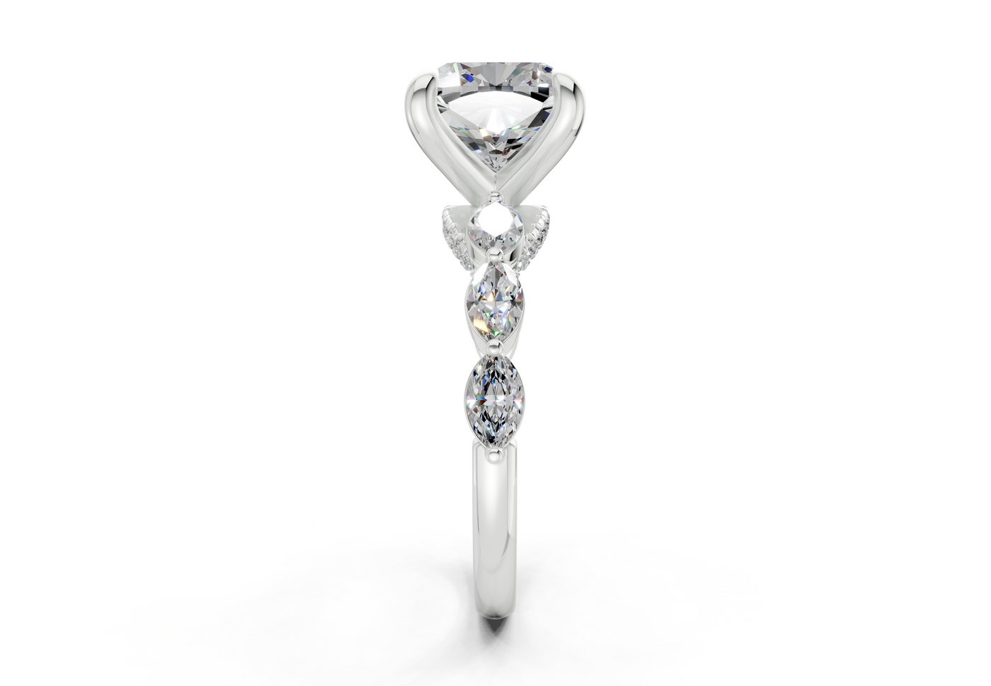 Liana Diamond Accent Cushion Square Cut 2mm Engagement Ring