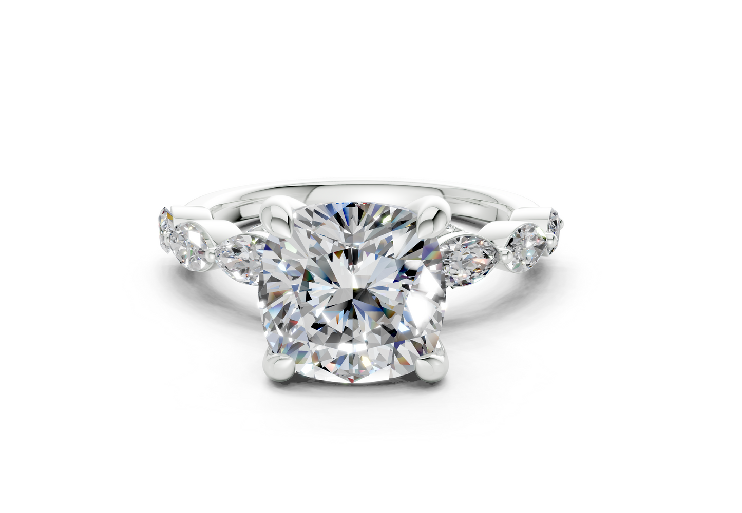 Liana Diamond Accent Cushion Square Cut 2mm Engagement Ring
