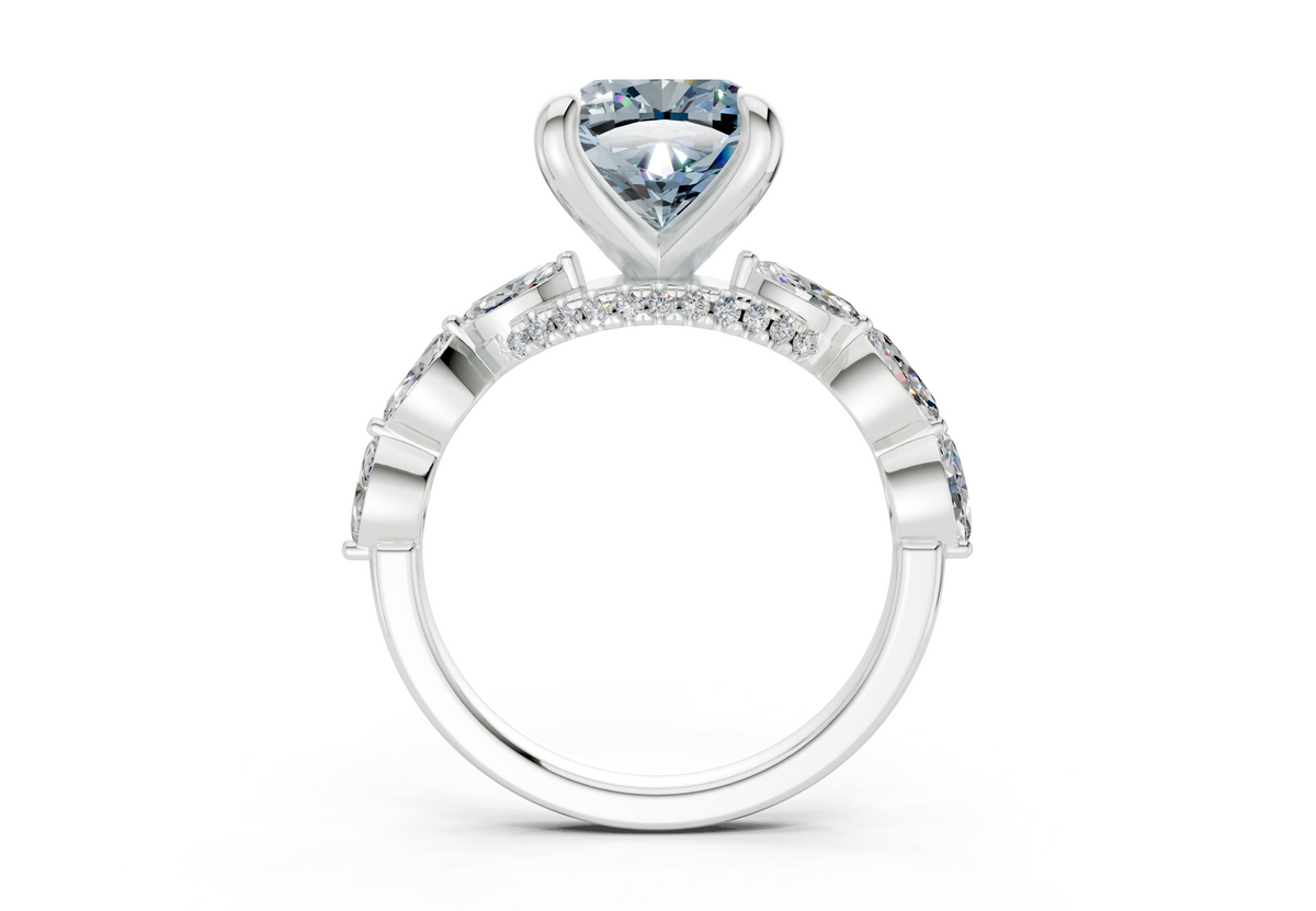 Liana Blue Diamond Accent Cushion Square Cut 2mm Engagement Ring