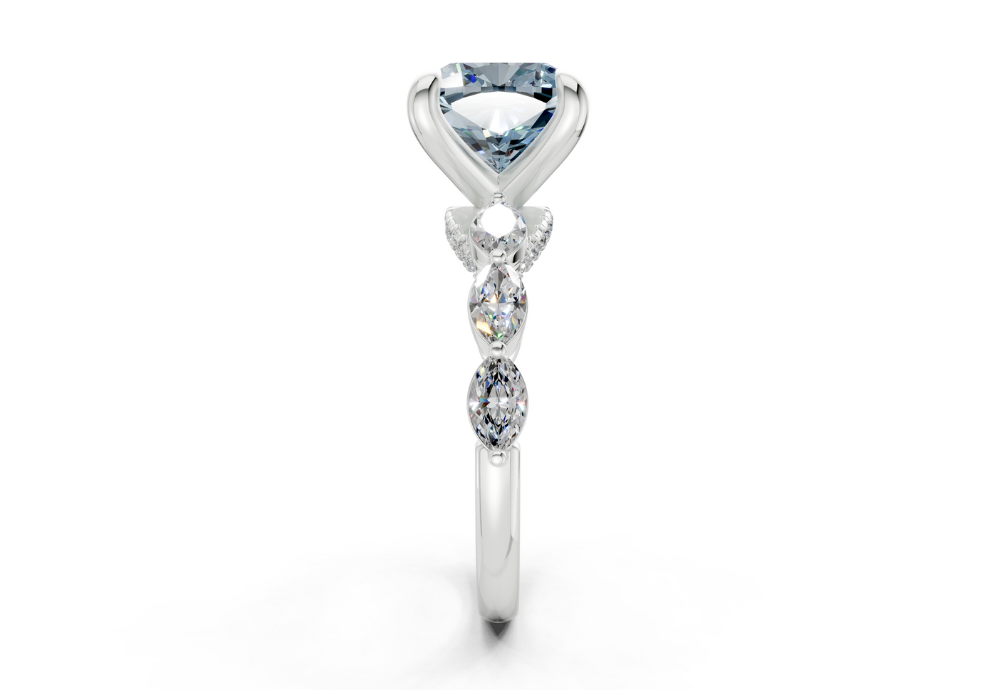 Liana Blue Diamond Accent Cushion Square Cut 2mm Engagement Ring