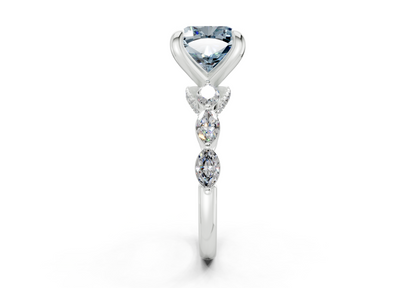 Liana Blue Diamond Accent Cushion Square Cut 2mm Engagement Ring