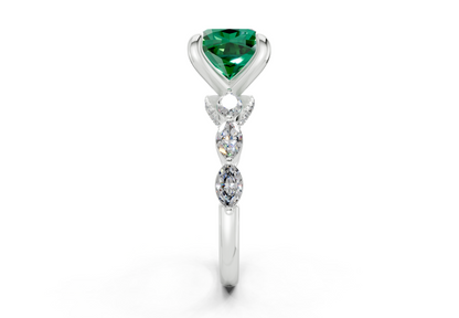 Liana Emerald Gemstone Accent Cushion Square Cut 2mm Engagement Ring