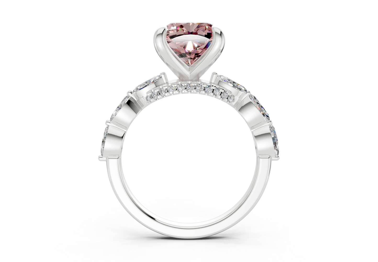 Liana Pink Diamond Accent Cushion Square Cut 2mm Engagement Ring