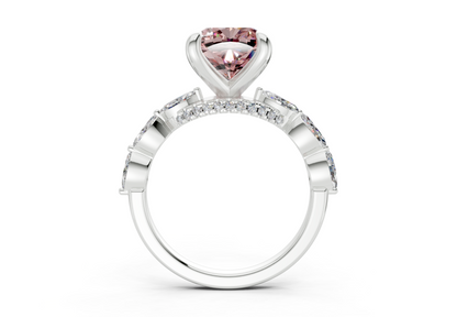 Liana Pink Diamond Accent Cushion Square Cut 2mm Engagement Ring