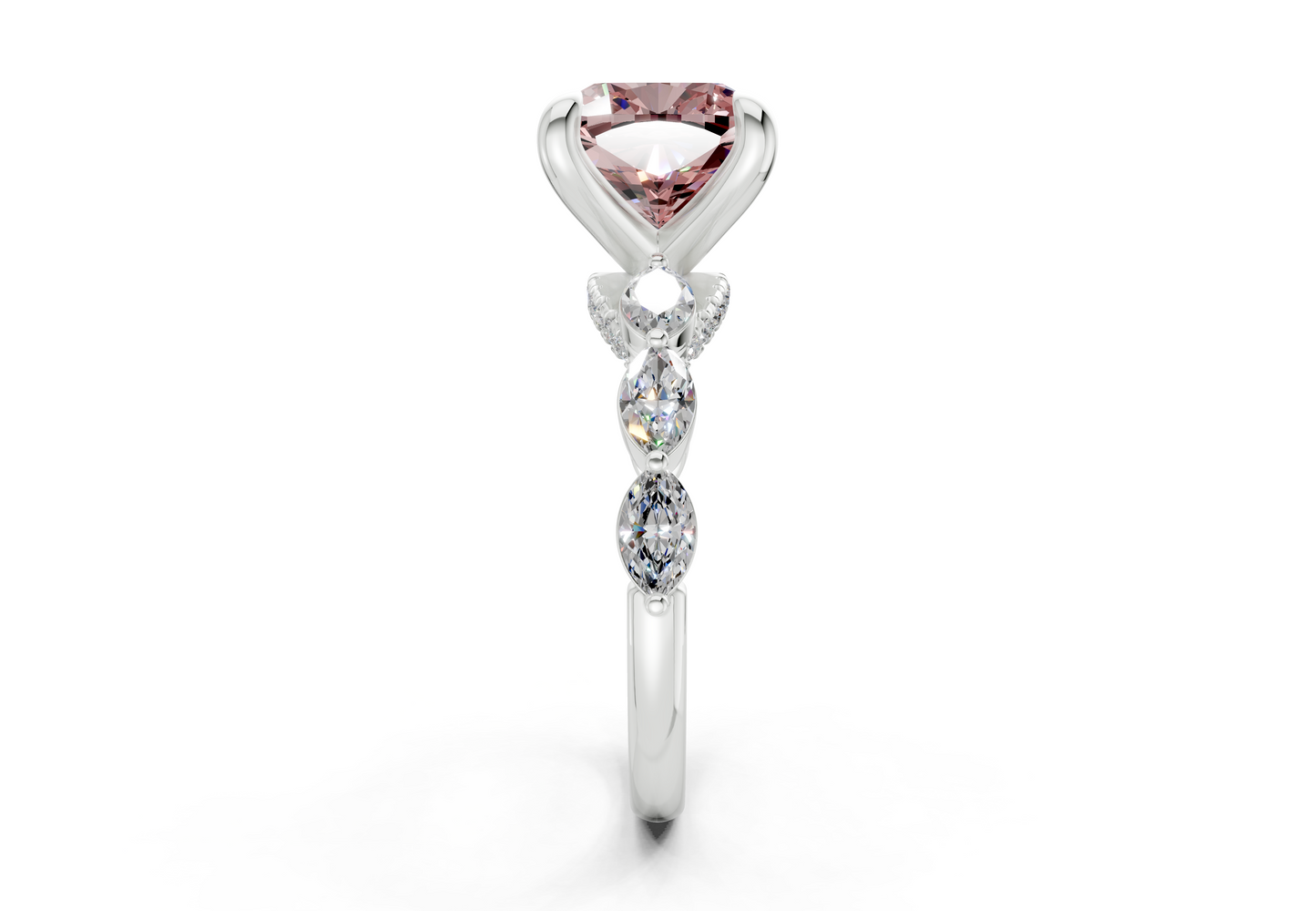 Liana Pink Diamond Accent Cushion Square Cut 2mm Engagement Ring